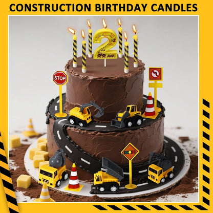 Number 2 Construction Birthday Candles, 17 Pcs Construction Cake Toppers6