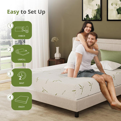 EGOHOME 8 Inch Twin Mattress Medium Firm, Green Tea Memory Foam Mattress | Cooling Green Tea Gel, Washable Removable Cover, Pressure Relief, Bed in a Box, Fiberglass Free, Certipur-Us Certified8