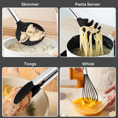 Silicone Utensils Set, 9-Piece Kitchen Cooking Utensils, Black5