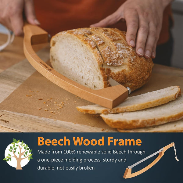 Bread Knife for Homemade Bread 17" Wooden Sourdough Bread Knife - 2 Blades5