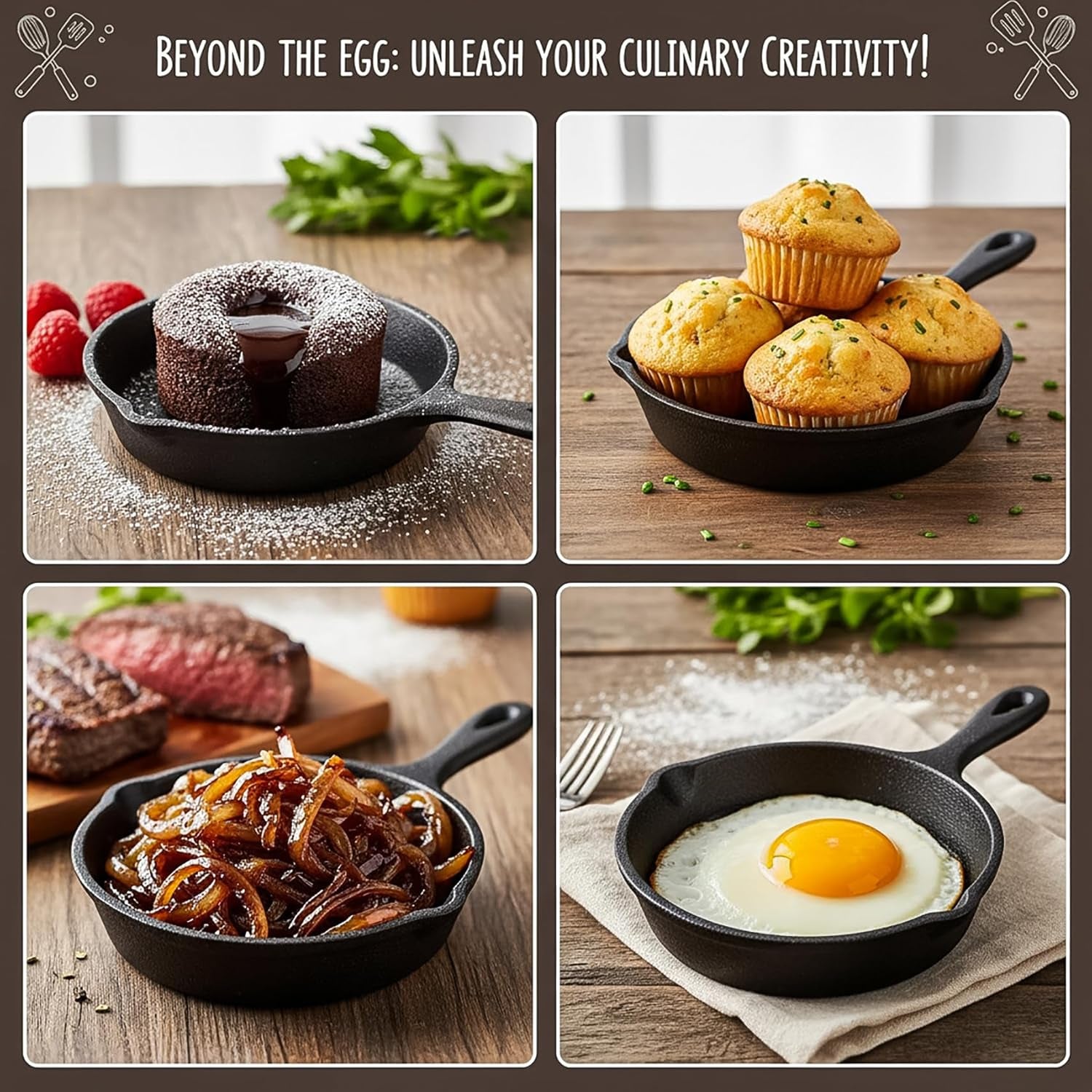 4-pack-mini-cast-iron-skillet-4-small-frying-pans-with-double-drip-spouts-for-stove-oven-grill-safe-indoor-and-outdoor-use-non-stick