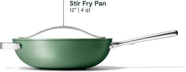 Caraway 12" Non-Stick Ceramic-Coated Stir Fry Pan | Wok-Inspired Pan, Free from Forever Chemicals, High-Sloped Walls, Stainless Steel Handles, Sage3