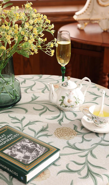 Vintage French Linen Tablecloth,Round,Diameter 55"-Botticelli7