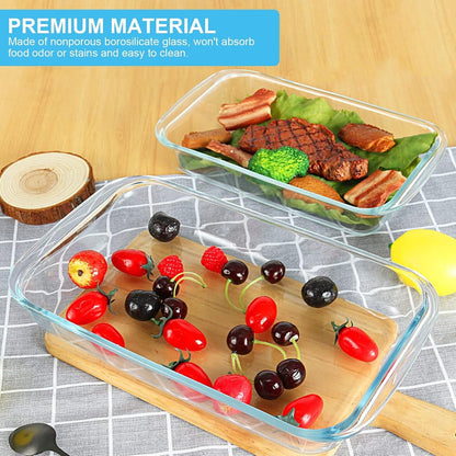 8 Pieces Glass Baking Dish with Lids, Gray | Rectangular Glass Baking Pan, Bakeware Set with Lids for Lasagna, Leftovers, Cooking, Fridge-To-Oven, Casserole Dish6