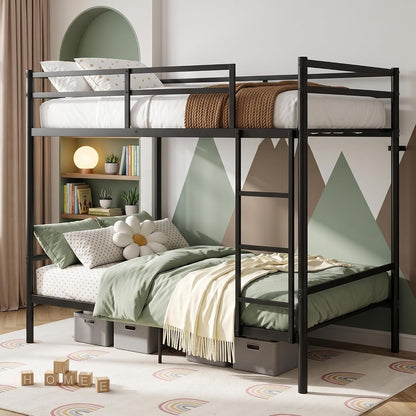 Metal Bunk Bed Twin over Twin for Kids and Teens, Noise-Free Design, Black1