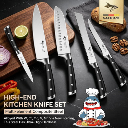 Kitchen Knife Set 5 Piece,Chef Knife Set with Ergonomic Handle | Professional Kitchen Knives for High Carbon Stainless Steel Knives Set , Cooking Knives Sets with Gift Box2
