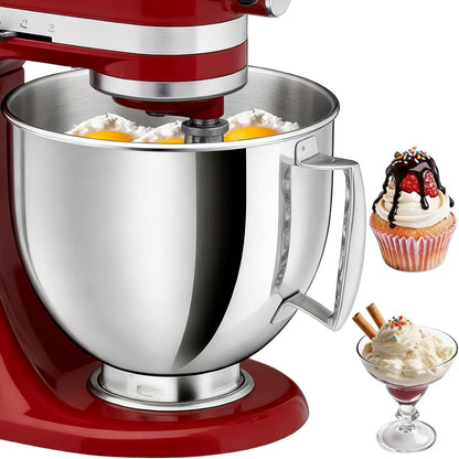 5QT Stainless Steel Mixer Bowl Compatible with Kitchenaid Bowls for Mixer, Artisan&Classic Series 4.5-5QT Tilt-Head Mixers, Kitchen Gadgets Mixer Bowl with Handle,Metal Bowl for Kitchen Mixing Bowl1