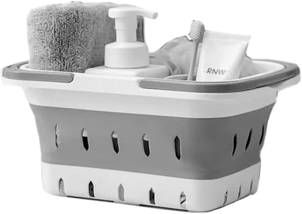 Portable Shower Caddy Tote, Plastic Storage Collapsible Caddy Basket with Handles, Box Organizer Bin for Bathroom, Kitchen, College Dorm,Gym (Grey 1 Pack)1