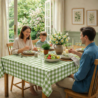 3 Pcs Sage Green Gingham Tablecloths, Checkered Table Covers 54 X 108 Inch | Green and White Checkered Tablecloths, Disposable Waterproof for Baby & Bridal Shower Picnic Camping Barbecue Birthday Party7