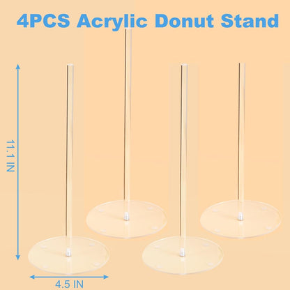 4PCS Acrylic Donut Display Stand Tower - Dessert Table Holder for Donuts, Bagels & Doughnuts - Perfect for Parties, Christmas, Birthday & New Year2