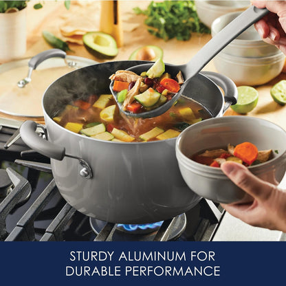 Cookware Classic Brights Hard Enamel Aluminum Nonstick Cookware Set, 14-Piece, Sea Salt Gray5