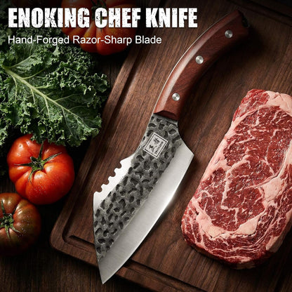 6.1 Inch Meat Cleaver Knife with Sheath, Hand Forged Butcher Knife for Meat Cutting, Full Tang Chef Knife for Kitchen, Outdoor Cooking, Camping, BBQ, with Gift Box2