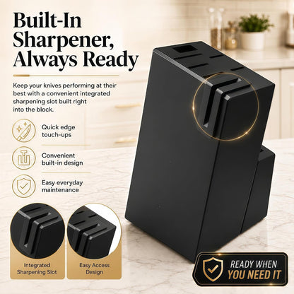 14-Piece Black Kitchen Knife Block Set with Built-In Sharpener5
