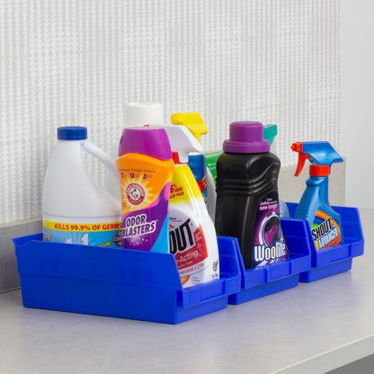 30150 Heavy Duty Plastic Shelf Bins, 12"X 8"X 4", Blue, 12-Pack8