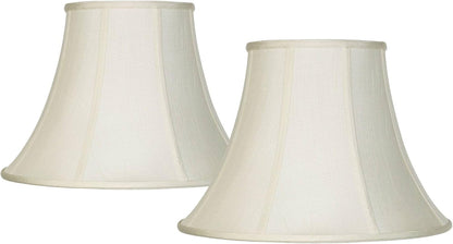Creme Extra Large Fabric Bell Set of 2 Lamp Shades 9X18X13 (Spider) | 9" Top X 18" Bottom X 13" High Replacement for Table + Floor Lamps Flared Shade Pre-Assembled Cream Harp + Finial Fitting1