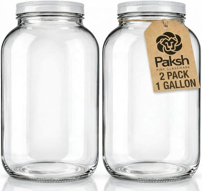 1 Gallon Glass Jar with Lid, Wide Mouth Sun Tea Jar, 2 Pack | Large Glass Jar with Lid, Gallon Mason Jar, Airtight, Bpa-Free, Dishwasher Safe, Wide Mouth for Fermenting, Canning, Kombucha1