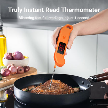 1 Sec Professional Digital Meat Thermometer, ±0.5℉ Accuracy | NIST&NSF Certified Food Thermometer, Auto-Rotate Bright LED Screen, Highly Waterproof for Grill BBQ, Orange4
