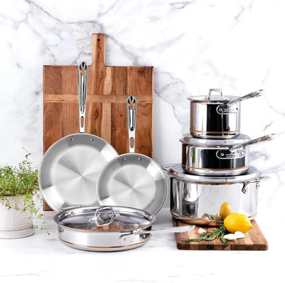 All-Clad Copper Core 5-Ply Stainless Steel Fry Pan 8 Inch Induction Oven Broiler Safe 600F Pots and Pans, Cookware Silver | Unmatched Heat Control and Precision, Elegant Design, Omelet Pan, Induction Compatible, Oven Safe up to 600F2