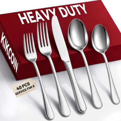 40 Pack Silverware Set for 8, Food-Grade Stainless Steel Flatware Set, Heavy Duty Mirror Polished Cutlery Utensils Set with Knives Spoons and Forks Set for Home Kitchen Restaurant Wedding1