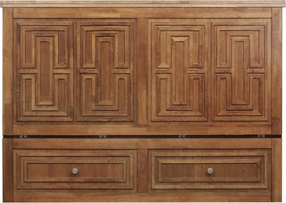 Pompei Murphy Cabinet Chest Bed with Charging Station 8 Inch, Queen (Blonde Oak)1