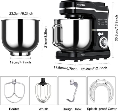 Powerful 10-Speed Stand Mixer – 7.5QT 660W Tilt-Head Electric Kitchen Mixer – Stainless Steel Bowl, Dough Hook, Whisk, Beater, Splash Guard – Ideal for Bread & Cake Baking – Household3