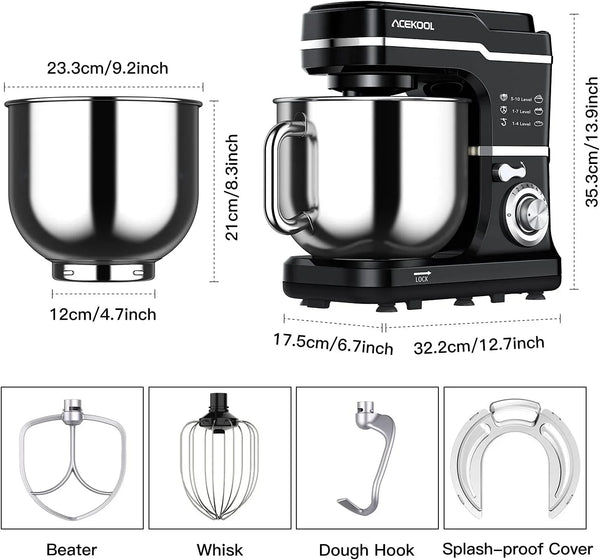 Powerful 10-Speed Stand Mixer – 7.5QT 660W Tilt-Head Electric Kitchen Mixer – Stainless Steel Bowl, Dough Hook, Whisk, Beater, Splash Guard – Ideal for Bread & Cake Baking – Household3