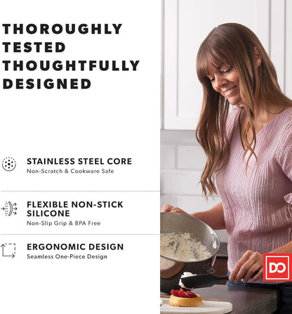 DI ORO Silicone Spatula Set - 600F Heat Resistant, 3-Pc Black4