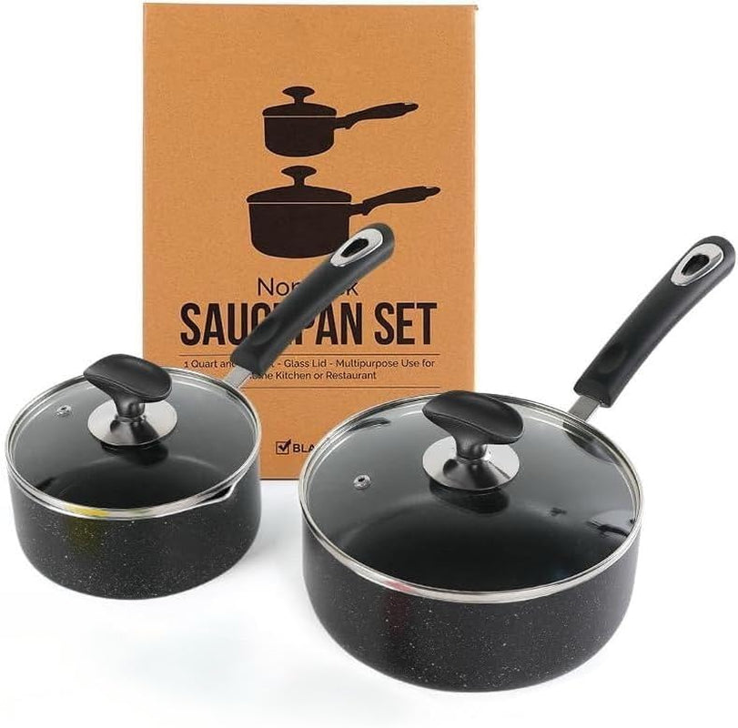 nonstick-saucepan-set-1-quart-and-2-quart-ultra-non-stick-sauce-pan-small-pot-with-glass-lid-great-for-home-kitchen-restaurant-black