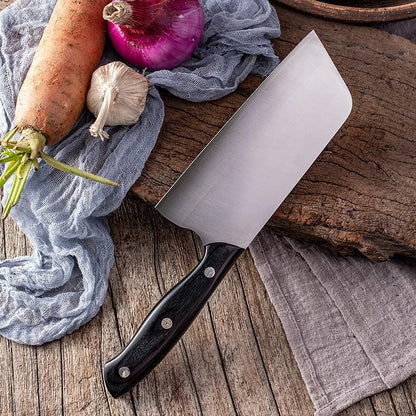 Meat Cleaver, 7 Inch Slicing Knife 9Cr18Mov 3 Layers Clad Steel Blade Kitchen Knives Wooden Handle Handmade Cooking Tools3