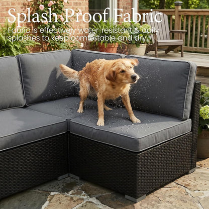 8 Piece Patio Furniture Set with 44" Propane Gas Fire Pit Table, Outdoor Sectional Conversation Set Wicker Rattan Sofa Set with Coffee Table3