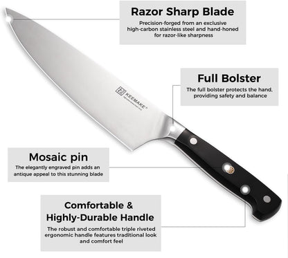 Chef Knife Set, 6PCS Ultra Sharp Kitchen Knives with Ergonomic Handle, High Carbon Stainless Steel Kitchen Knife Set, Forged Cooking Knife Set for Slicing Meat Vegetable Bread and Fruit2