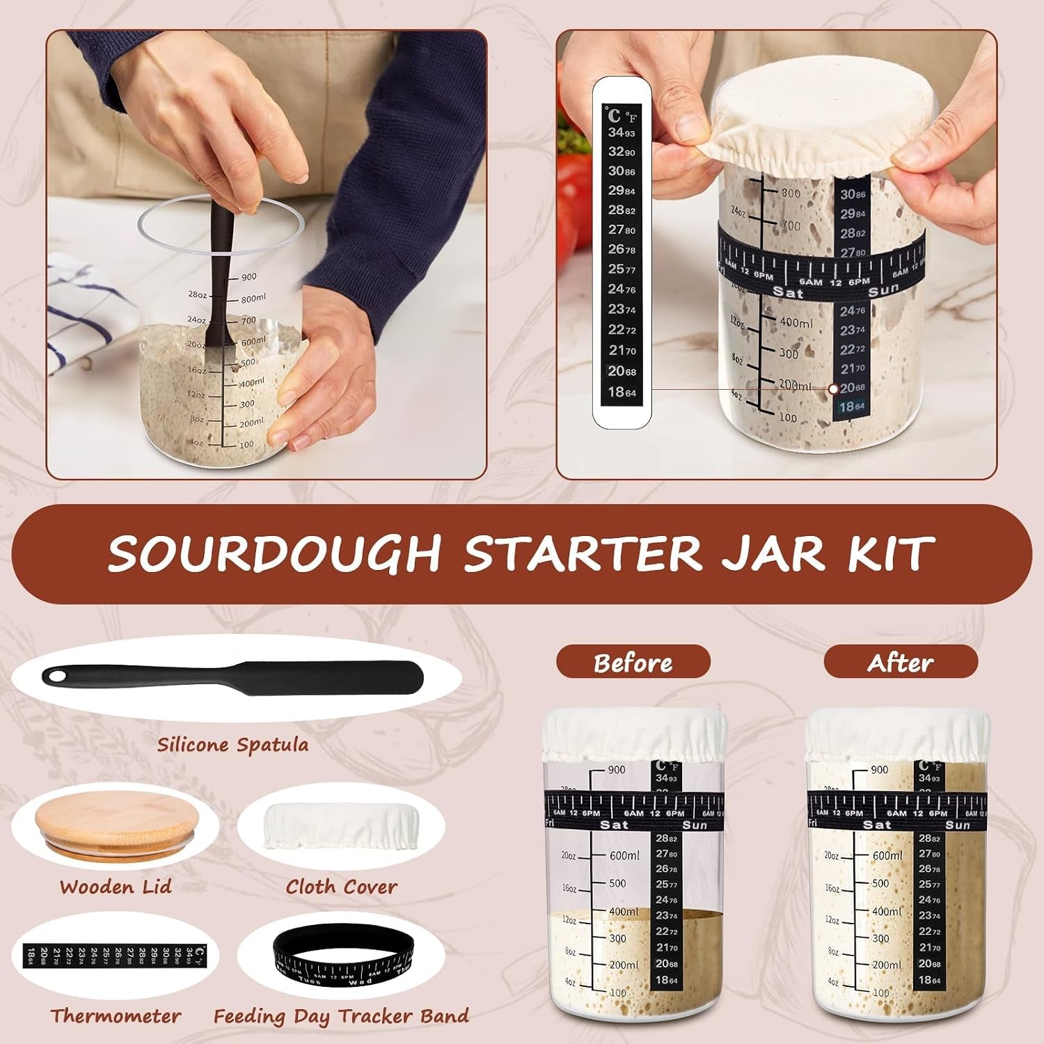 sourdough-starter-kit-with-enamel-cast-iron-pot-complete-sourdough-bread-baking-supplies-round-oval-bread-proofing-basket-with-34-oz-starter-jar-bread-making-tools-kit
