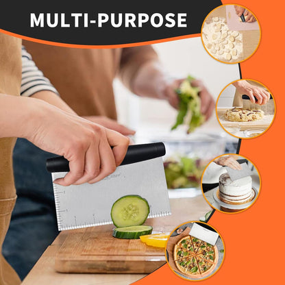 Bench Scraper & Chopper for Kitchen - Ideal Baking Essential Utensil,Stainless Steel Pastry/Dough/Food Cutter Tool for Cake Pizza Bread,Cooking - 1 Pack,Black7
