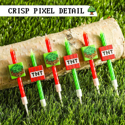 Pixel Miner Birthday Candles for Miner Crafting, Birthday Party Decorations, Pixel Game Party Supplies, Themed Mine Pixel3