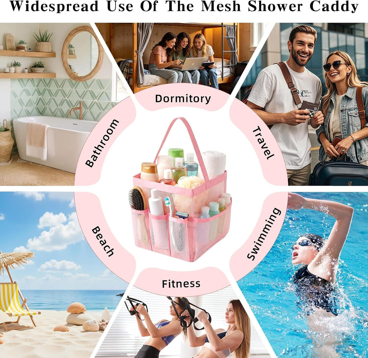 mesh-shower-caddy-9-pocket-large-capacity-beach-tote-bag-with-handle-portable-shower-caddy-bag-for-college-dorm-room-essentials-pink-hanging-bathroom-bag-for-toiletry-swimming-gym-camp-beach