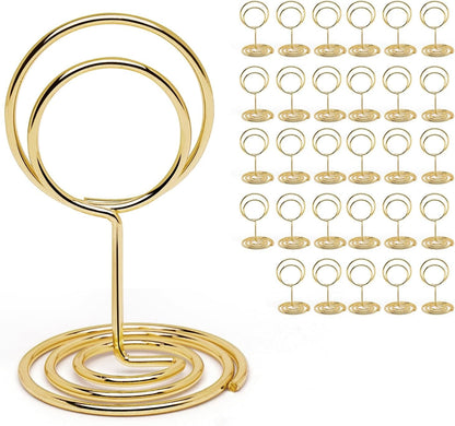 30PCS Gold Table Number Holders Place Card Holder,Small Photo Stand | Cards Stand Name Menu Clips,Table Sign Holders for Wedding Anniversary Birthday Party1