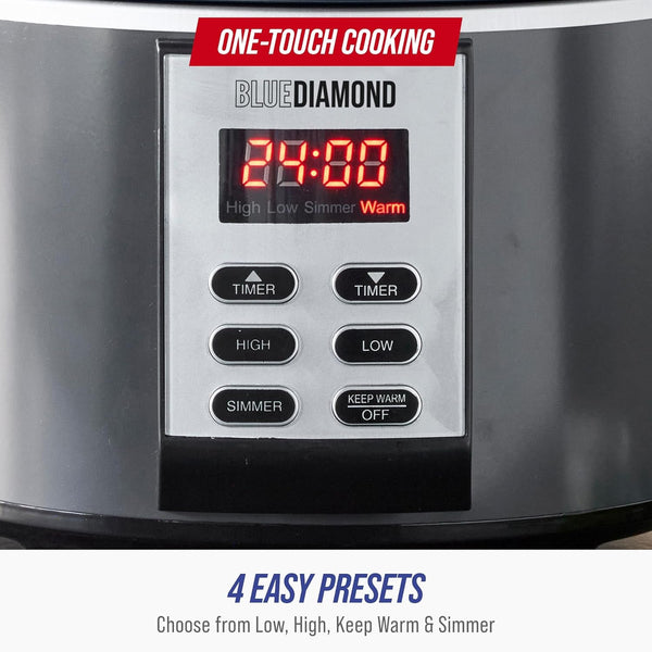 5QT Hinged-Lid, Nonstick PFAS Free Ceramic Slow Cooker, Dishwasher Safe Removeable Crock, 4 Presets Including Delay and Keep Warm, Graphite3