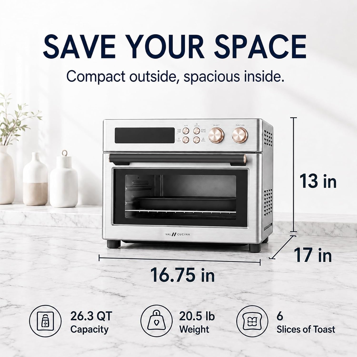 infrared-heating-26-3-qt-air-fryer-toaster-oven-large-countertop-convection-oven-10-in-1-combo-6-slice-toast-enamel-baking-pan-easy-clean-with-recipe-book-brushed-stainless-steel-finish