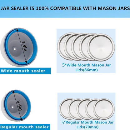 Mason Jar Vacuum Sealer and Portable Hand Pump， Accessory Hose | Compatible with Foodsaver Vacuum Sealer Sit for Jars Regular & Wide Mouth for Food Storage6