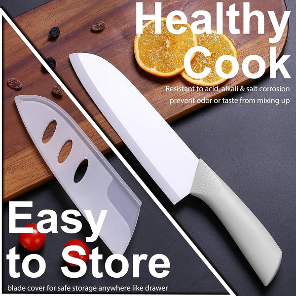 Ceramic Knife - 7 Inch Chef'S Santoku Knife - Sharp Ceramic Kitchen Knife with Sheath Cover5