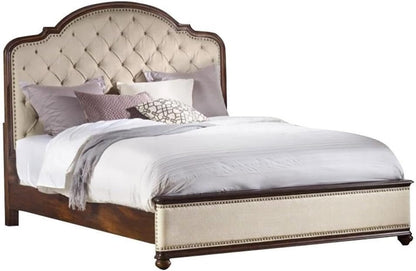Leesburg Upholstered Queen Bed with Wood Rails in Mahogany4