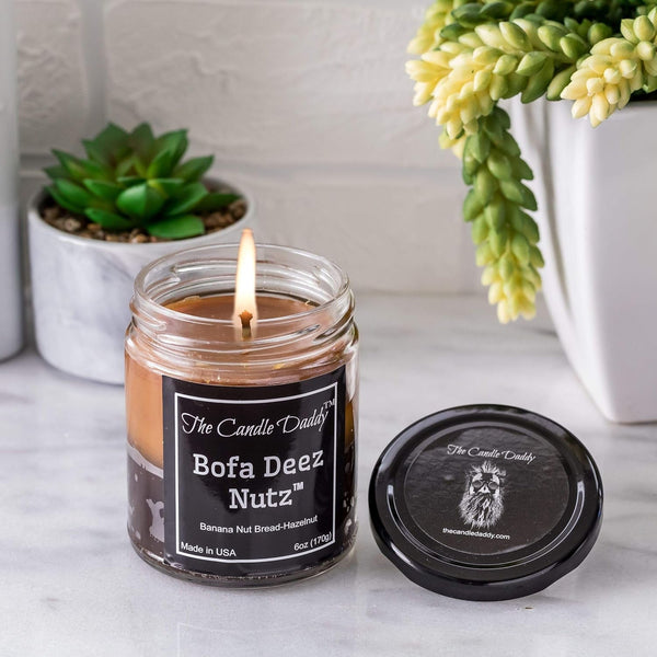 Bofa Deez Nutz- Funny- Banana Nut Bread N Hazelnut Vanilla- Scented Candle- Double Pour- 6 Ounce- 40 Hour Burn Time3