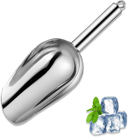 Metal Ice Scoop 6 Oz，Kitchen Ice Scooper for Ice Maker, Small Food Scoops for Bar Party Wedding Pet Dog Food, Stainless Steel Silver1
