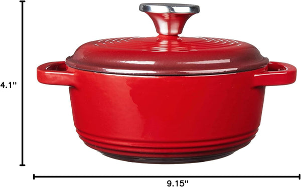 Essential Enamel Cast Iron Dutch Oven, 1.5 Quart, Red | Dual Handles, Oven Safe up to 500°F, Use to Marinate, Cook, Bake, Refrigerate & Serve, Stovetop Safe3