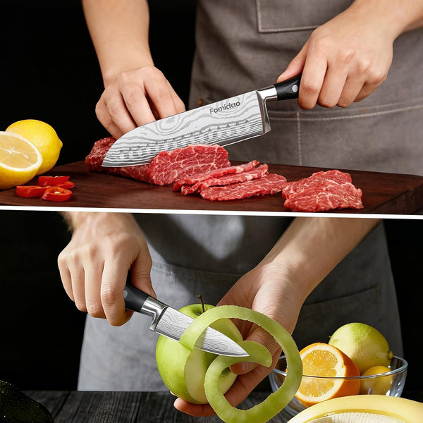 Santoku Knife 7 Inch, Razor Sharp Santoku Knife Set, High Carbon Steel Japanese Chef Knife, Professional Kitchen Knife Set with Full Tang Handle Design for Home Kitchen Coooking7