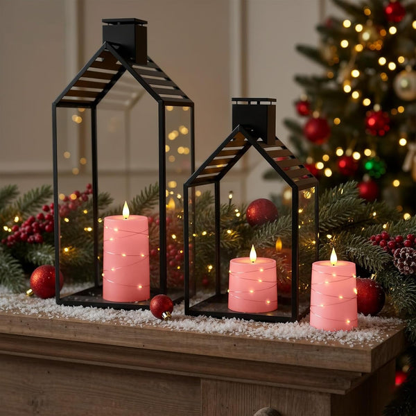 Pink Battery Operated Flameless LED Pillar Candle with Remote Timer2