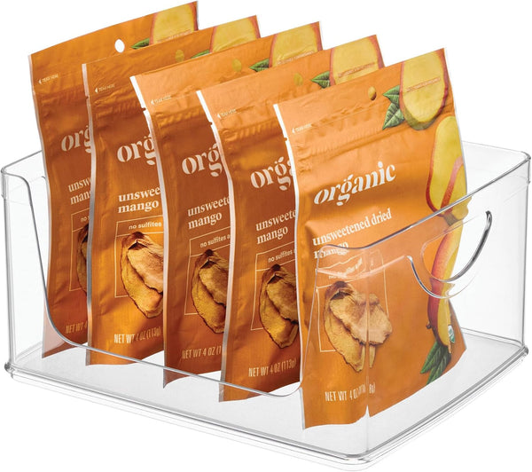 Stackable Open-Front Storage Bin with Handles, Clear1