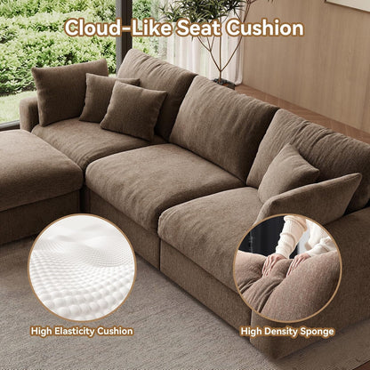110” Cloud Sectional Couches for Living Room, Modular Sectional Sofa with Deep Seat, Convertible L-Shape Couch with Storage Ottoman for Bedroom Apartment, Chenille (Brown)5