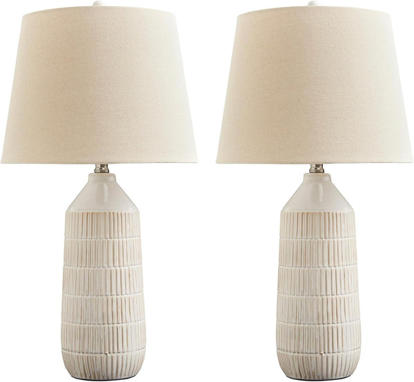 Signature Design by Ashley Willport Ceramic Table Lamp Set of 2, White1