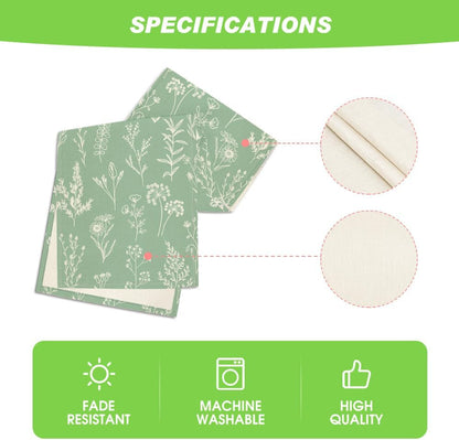 Sage Green Leaves Flowers Spring Table Runner, Seasonal Kitchen Dining Table Decoration for Home Party Decor 13X72 Inch5